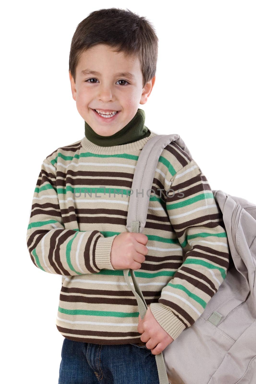 Adorable boy student with backpack