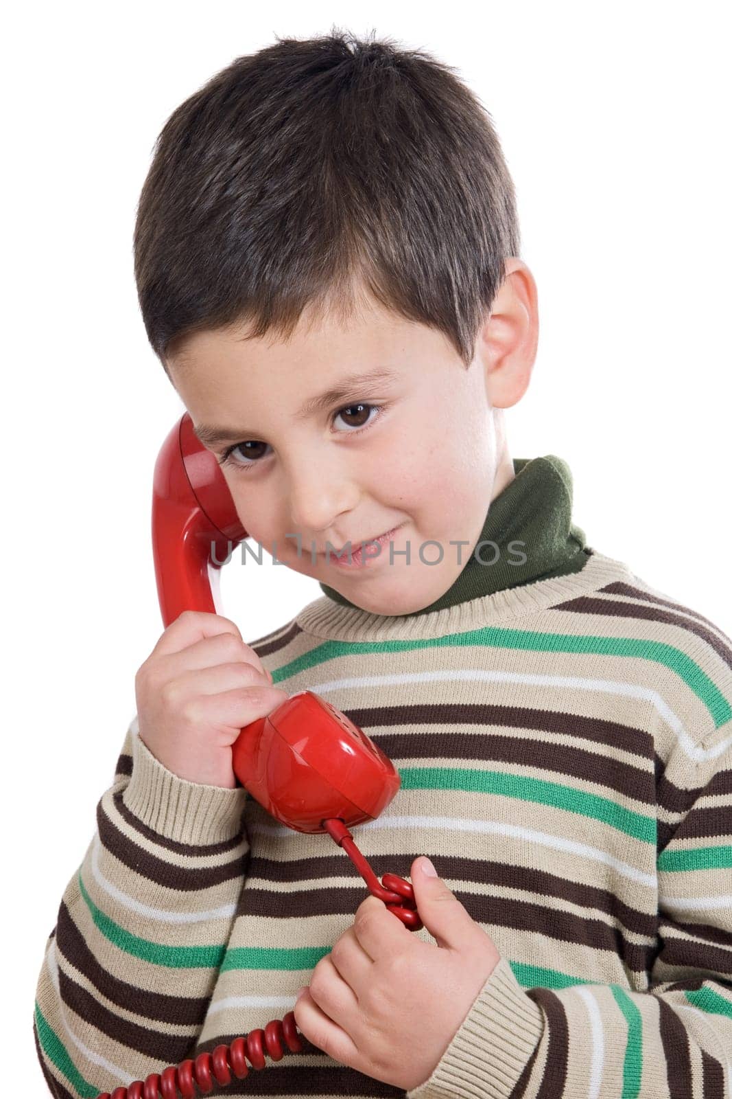 Adorable child on the phone
