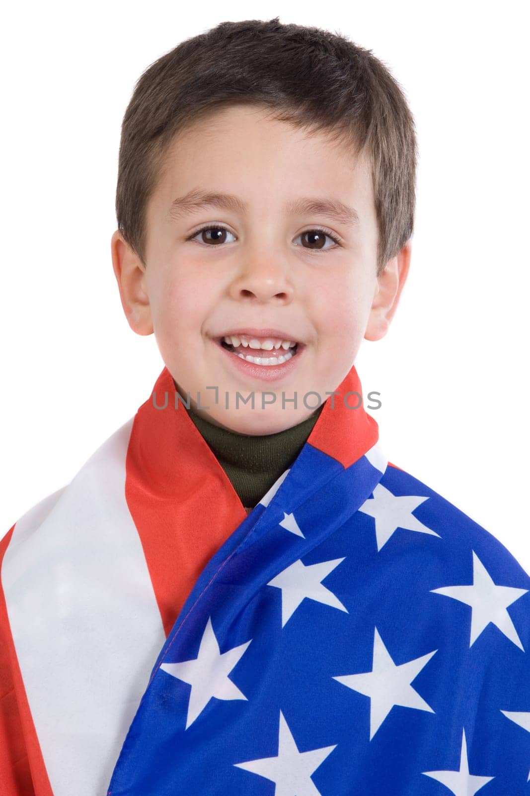 Adorable boy with american flag