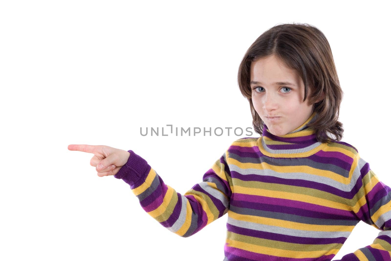 Beautiful girl pointing with her finger