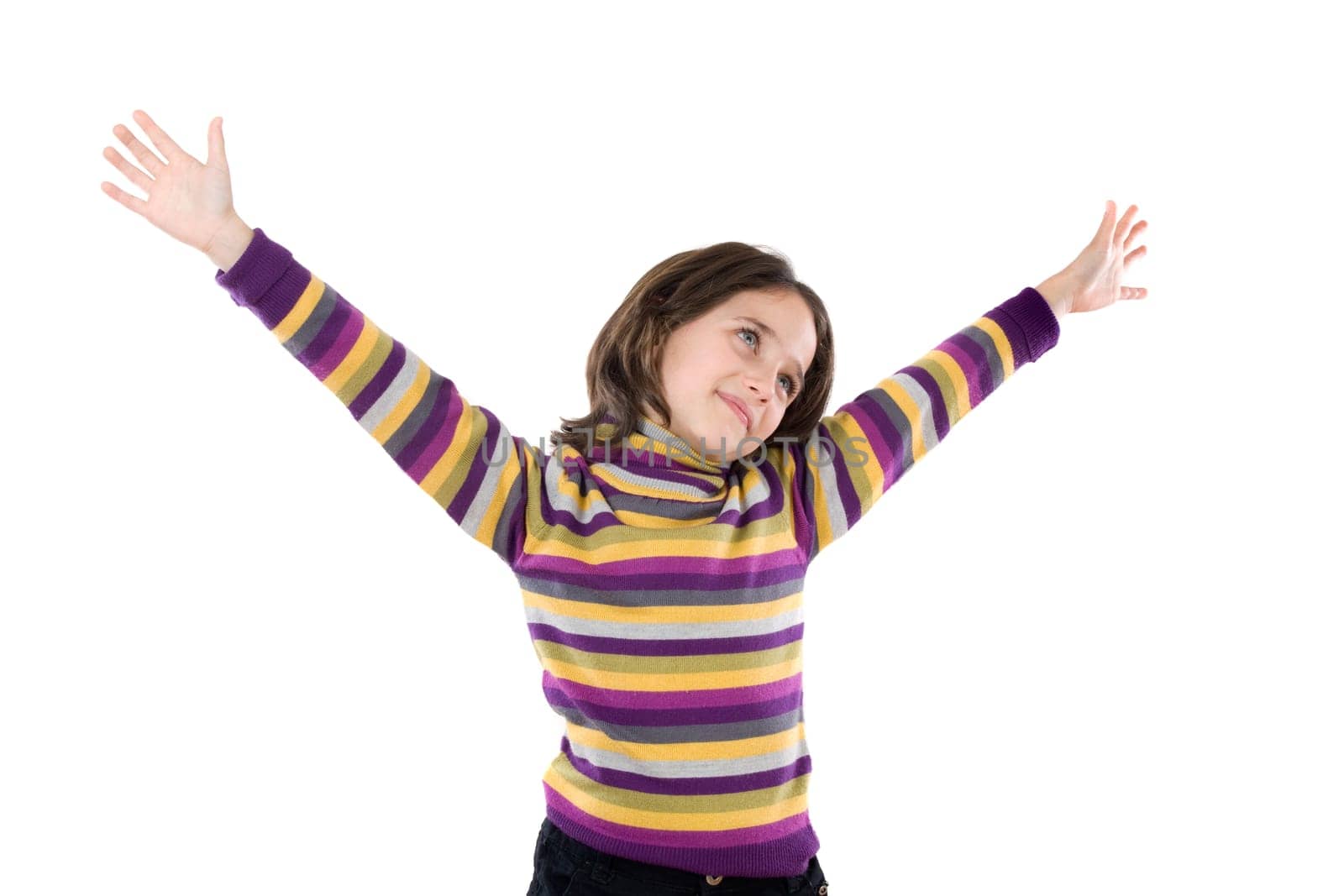 Beautiful girl with the outstretched arm