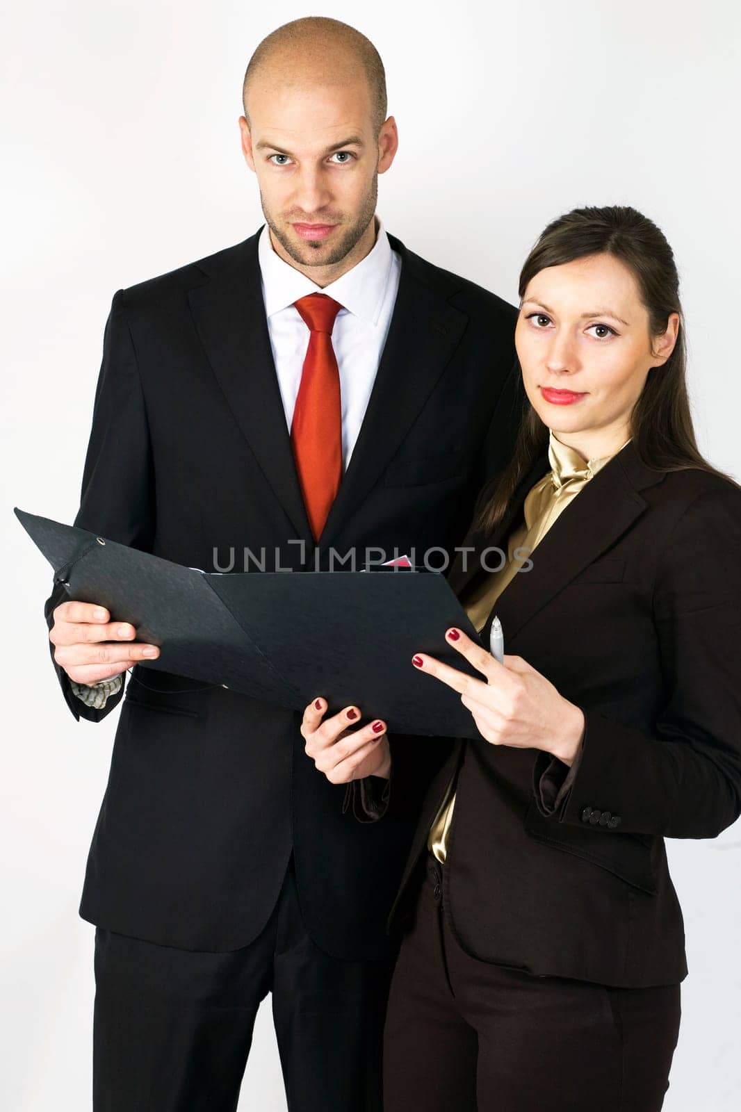 Young businessman with female assistant