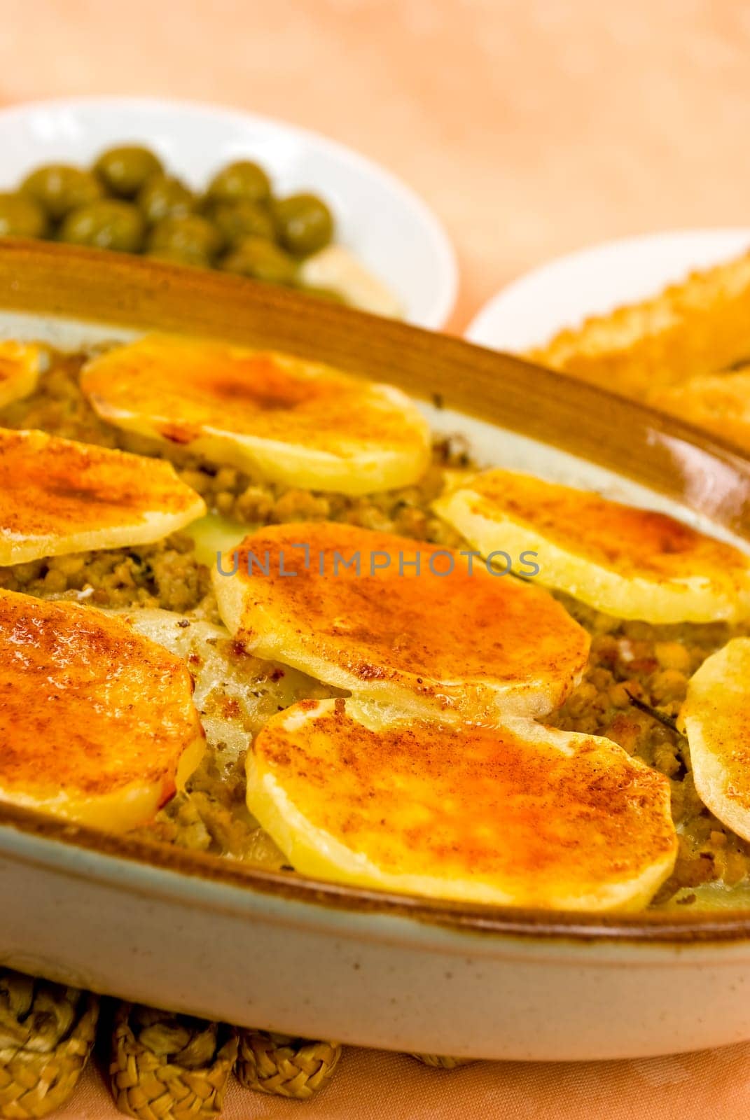 Moussaka with aubergine,potatoes,cheese