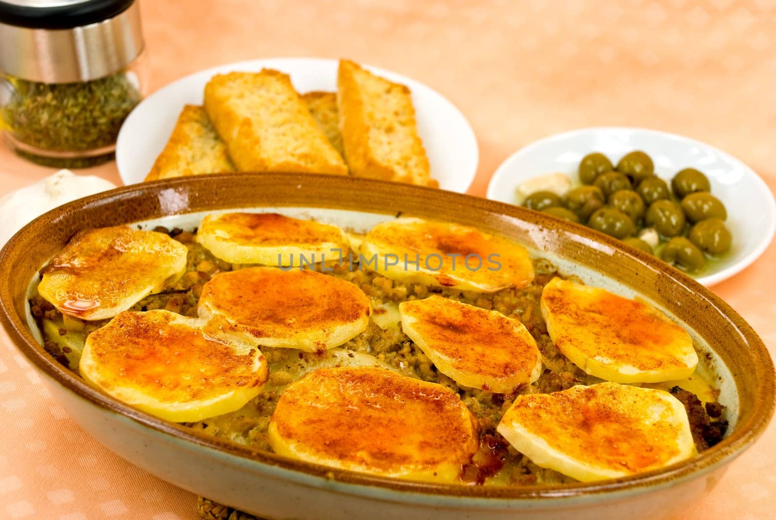 Moussaka with aubergine,potatoes,cheese