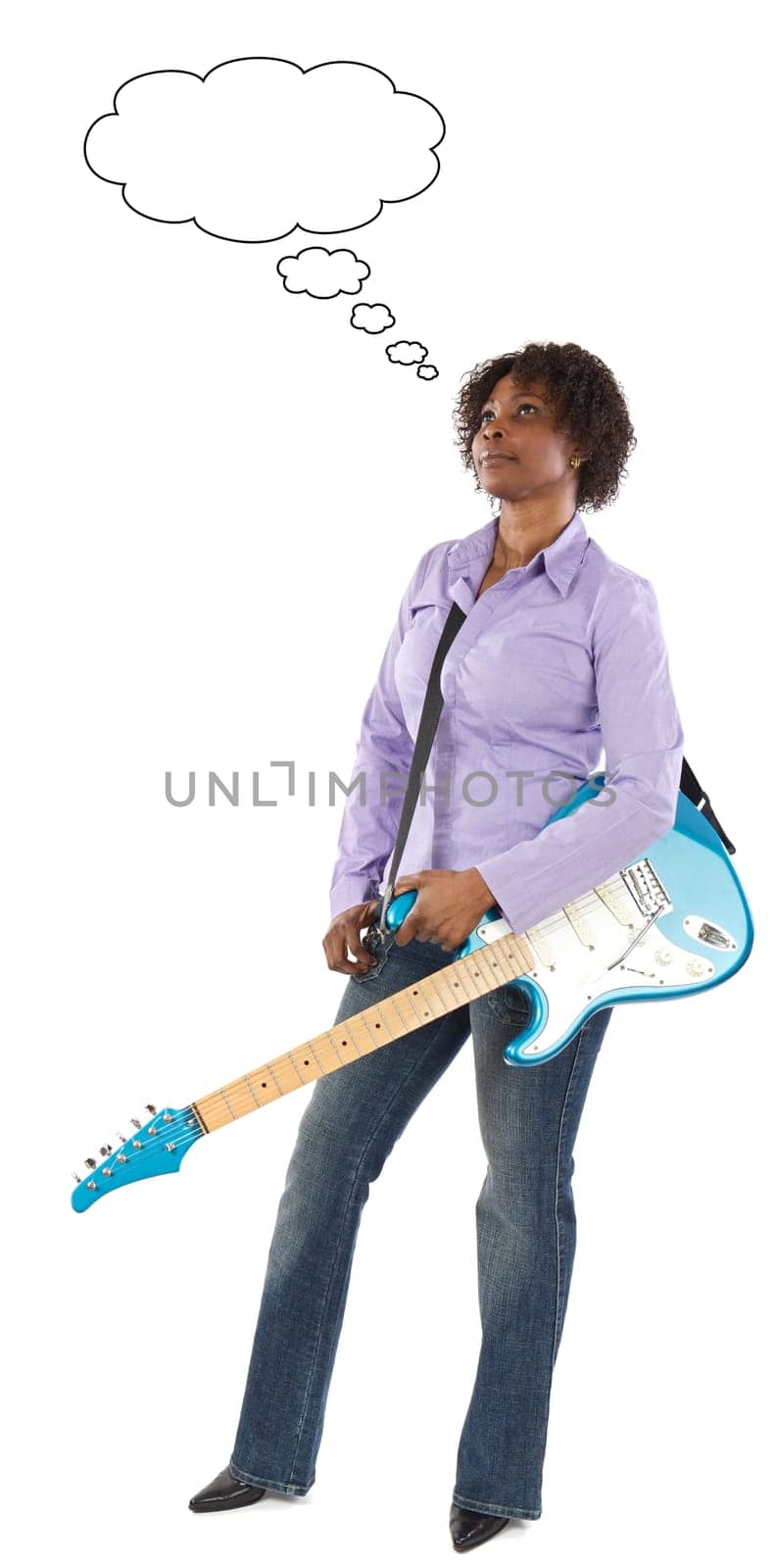 Woman playing an electric guitar