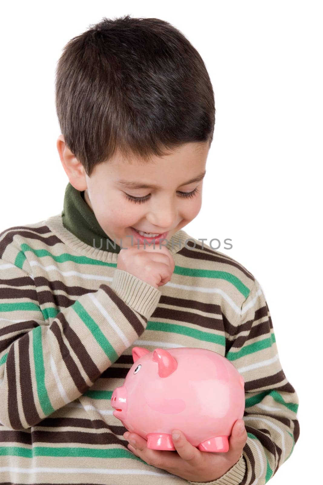 Adorable child with moneybox savings