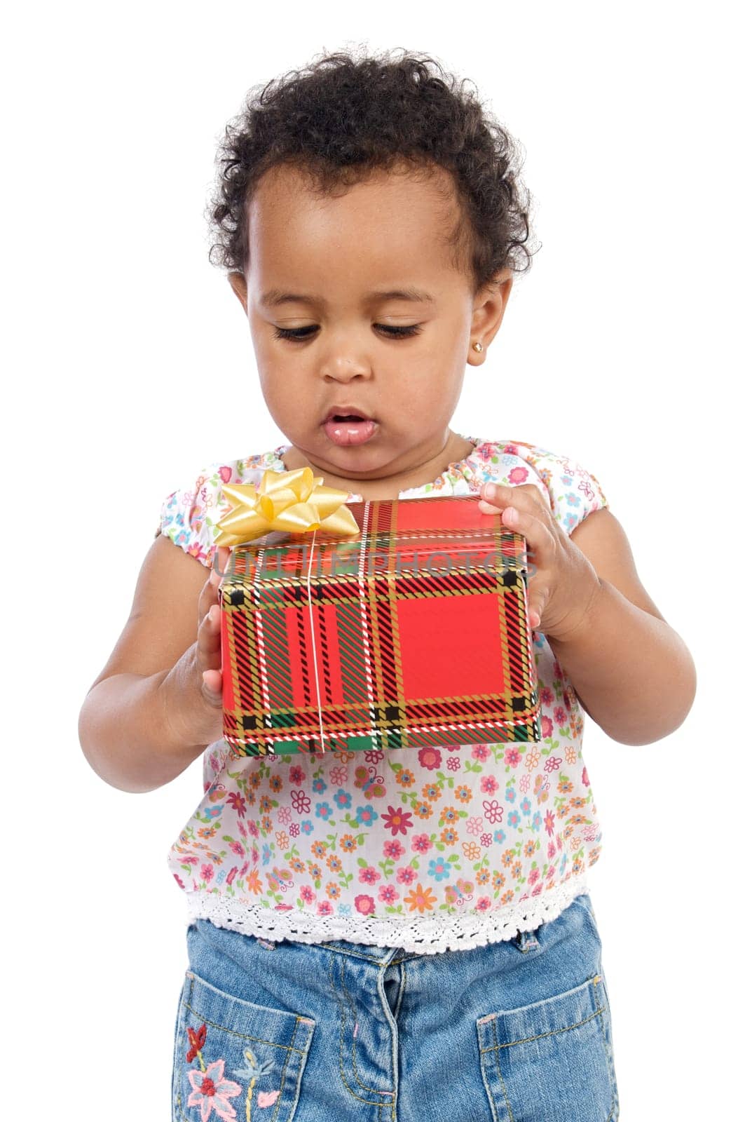 Baby with a gift box