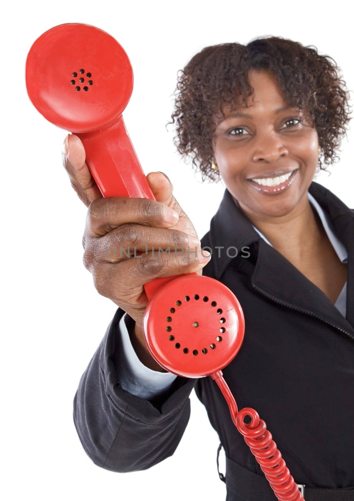 Woman with a red phone