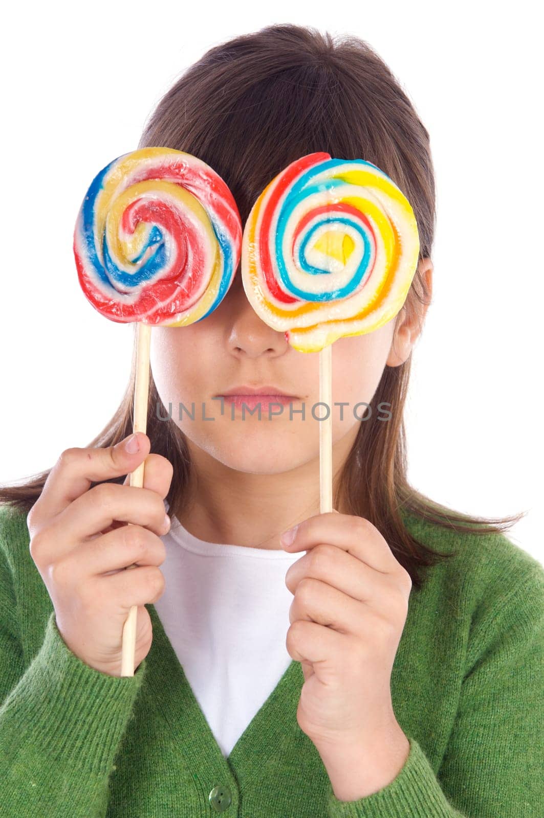 Girl eating two lollipops