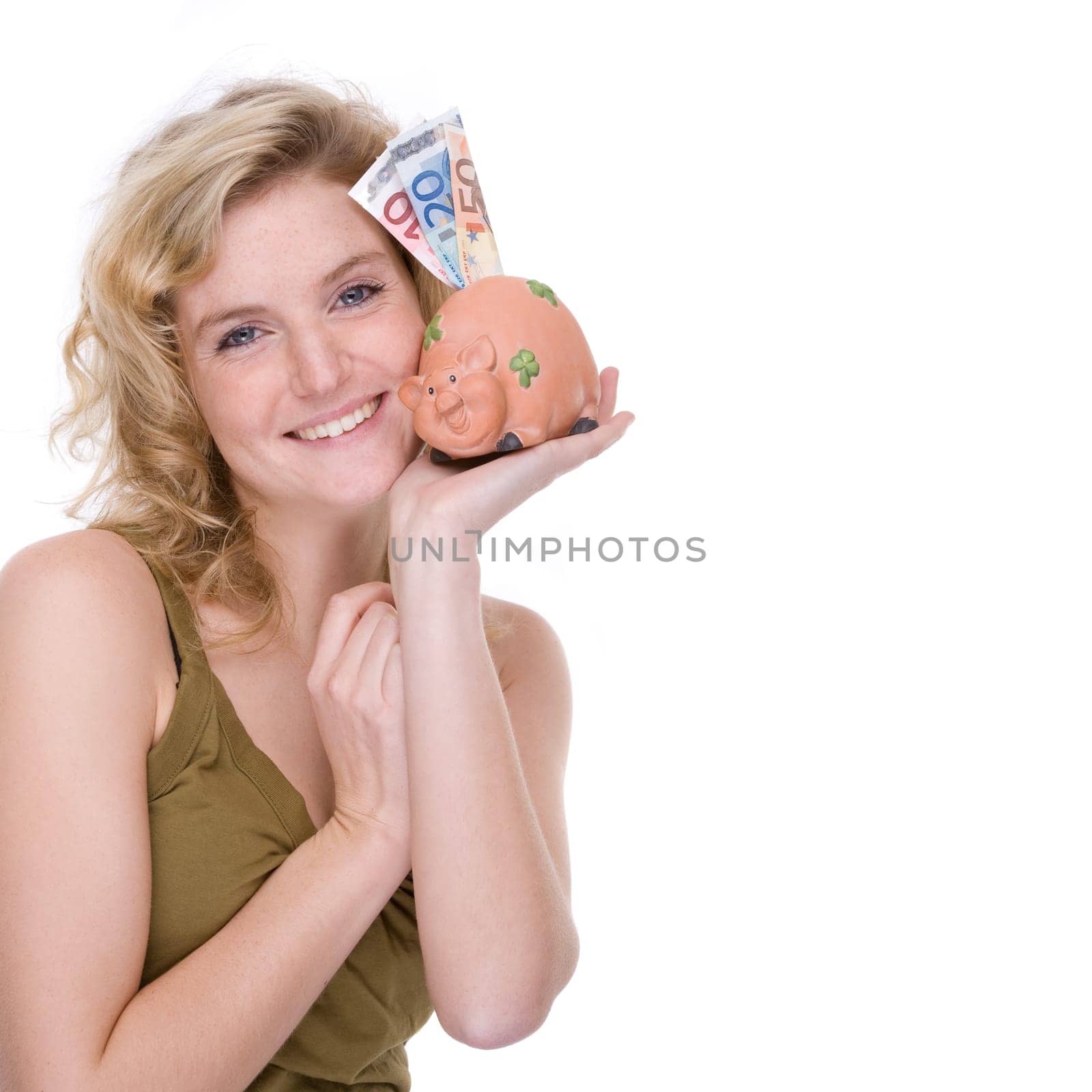 Woman with piggy bank