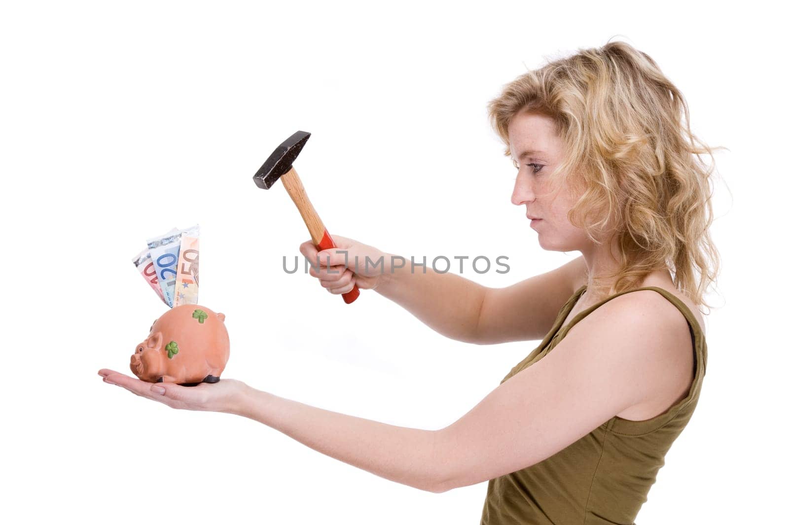 Woman with piggy bank