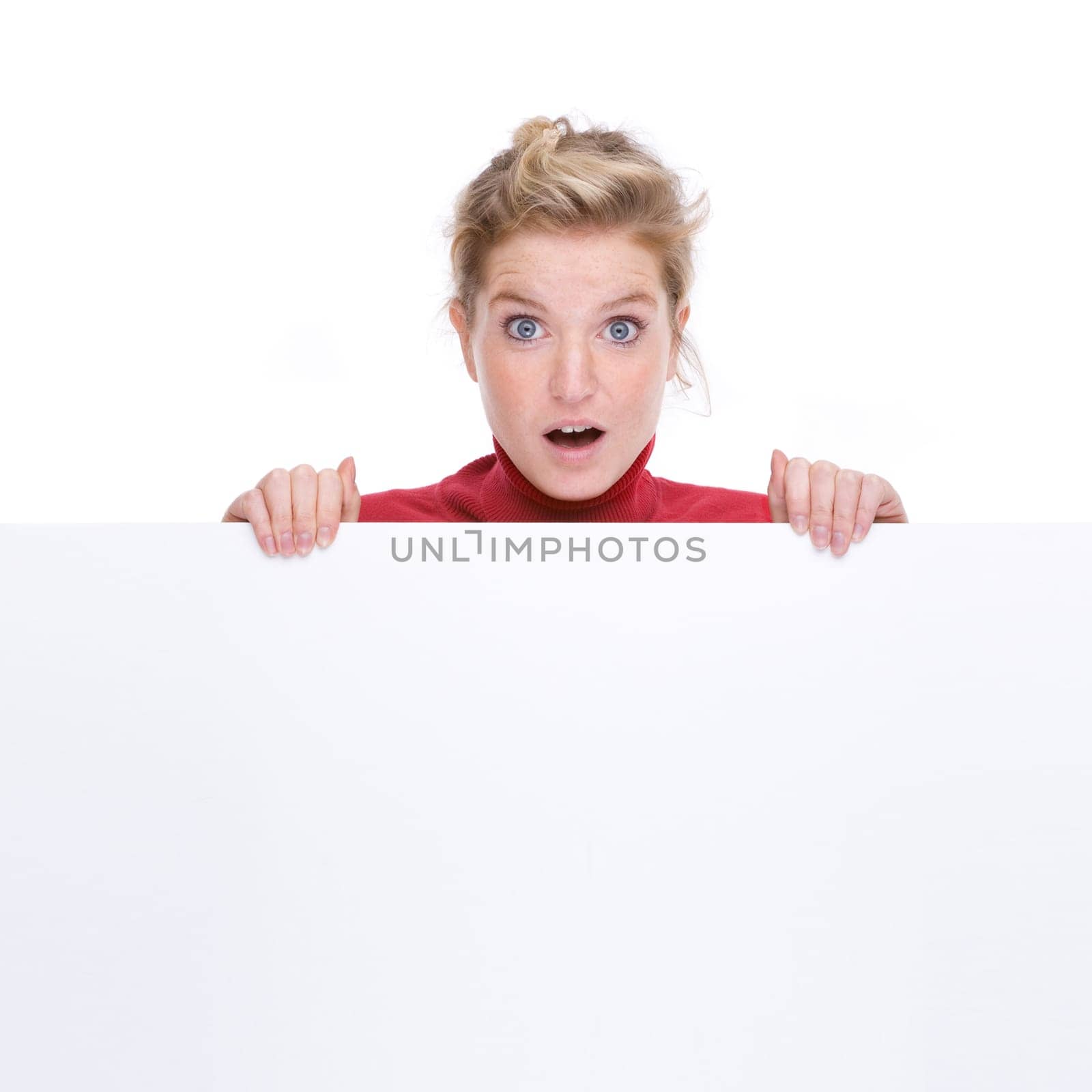 Young woman with an advertising sign