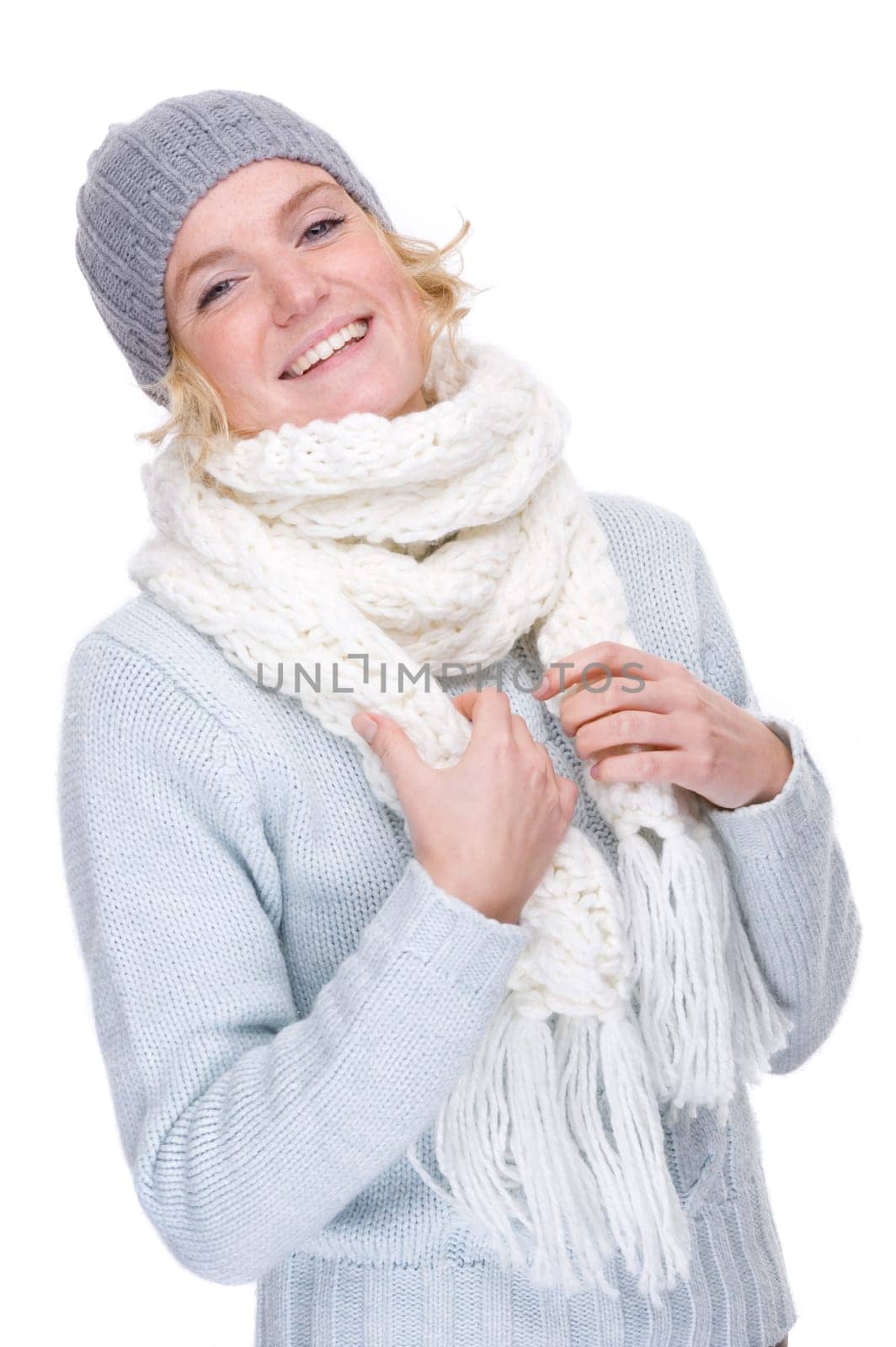 Young woman with sweater and cap