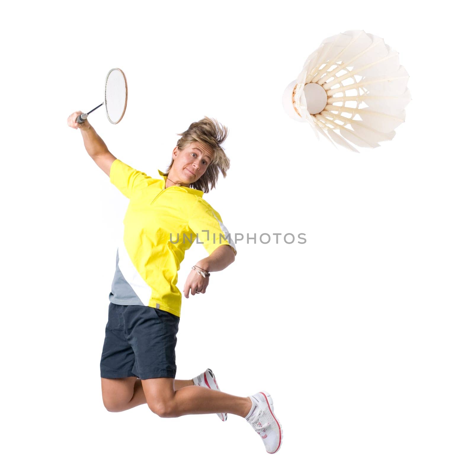 Woman playing badminton