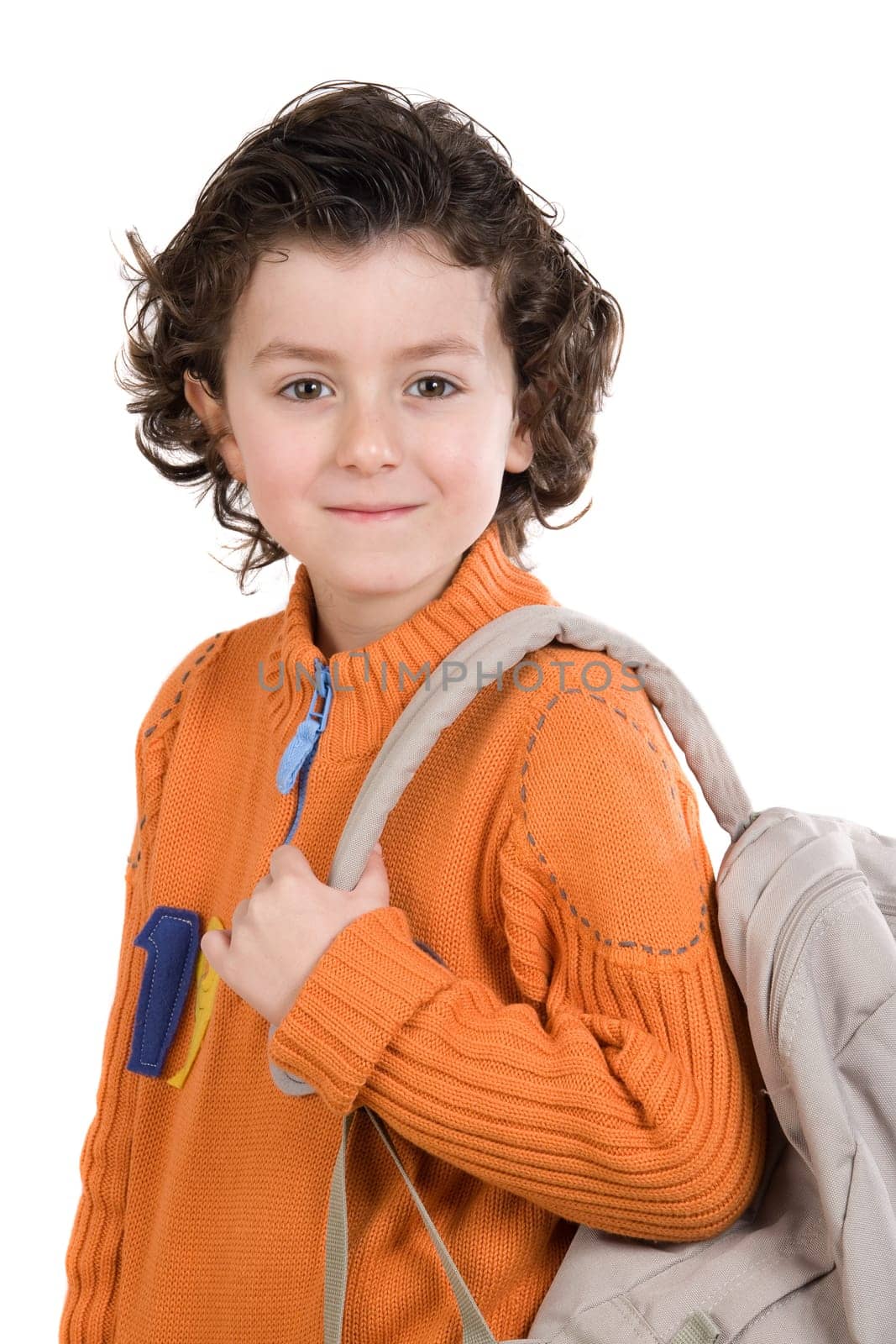 Student boy with orange clothes