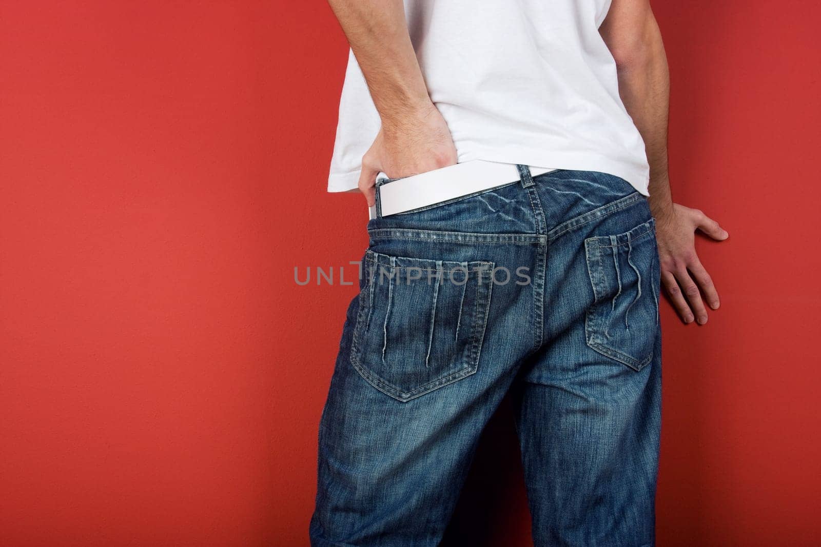 Man in jeans in back