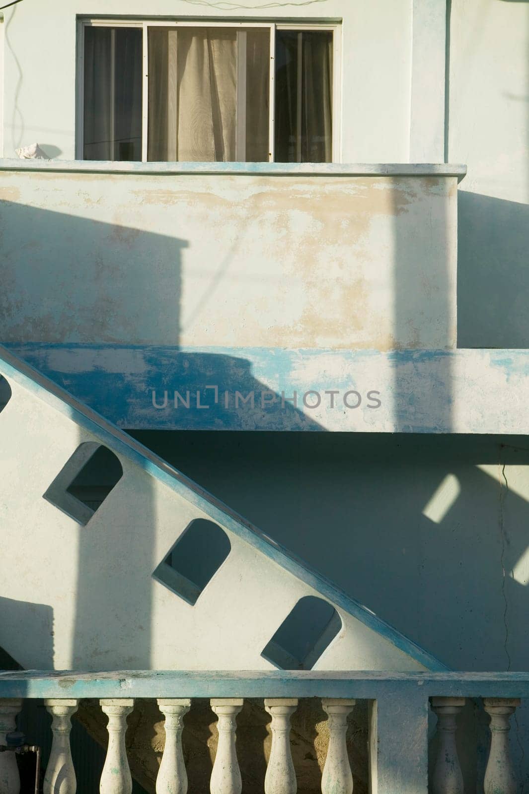 Stairs, Blue Walls and Sunrise, vertical