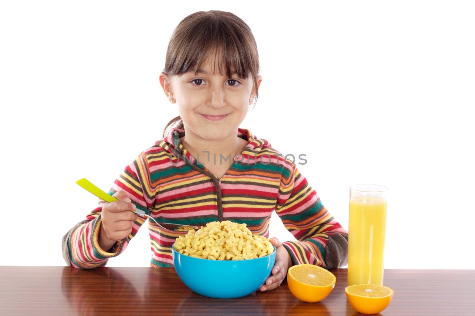 Girl eating breakfast