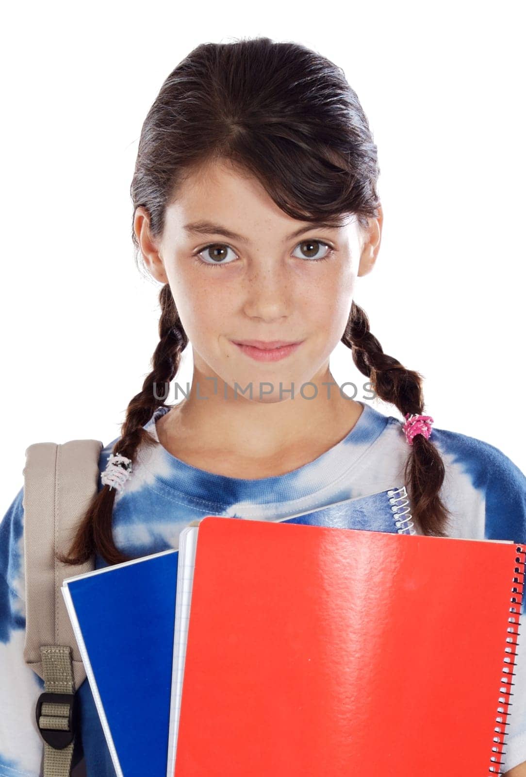 Adorable girl studying