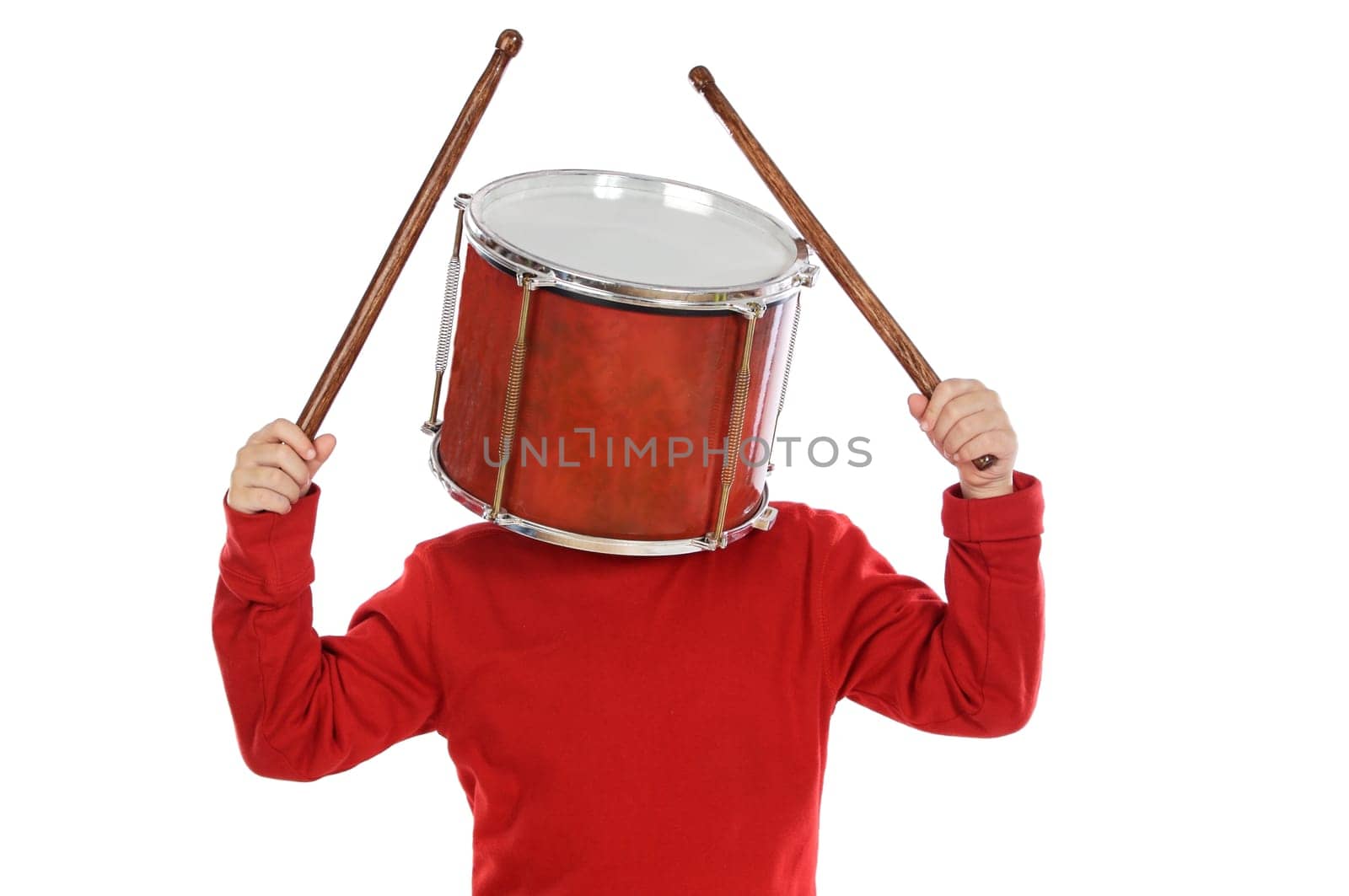 Child with a drum in the head