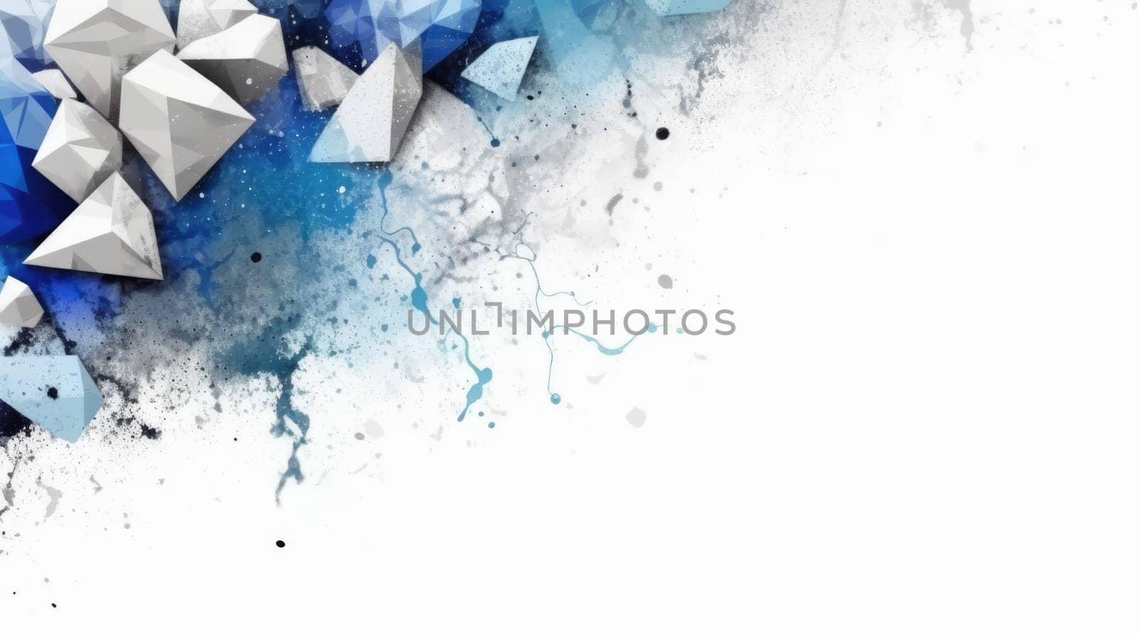 Abstract watercolor artwork mixed with buzzy geometric shapes for background of social media banner generative AI image