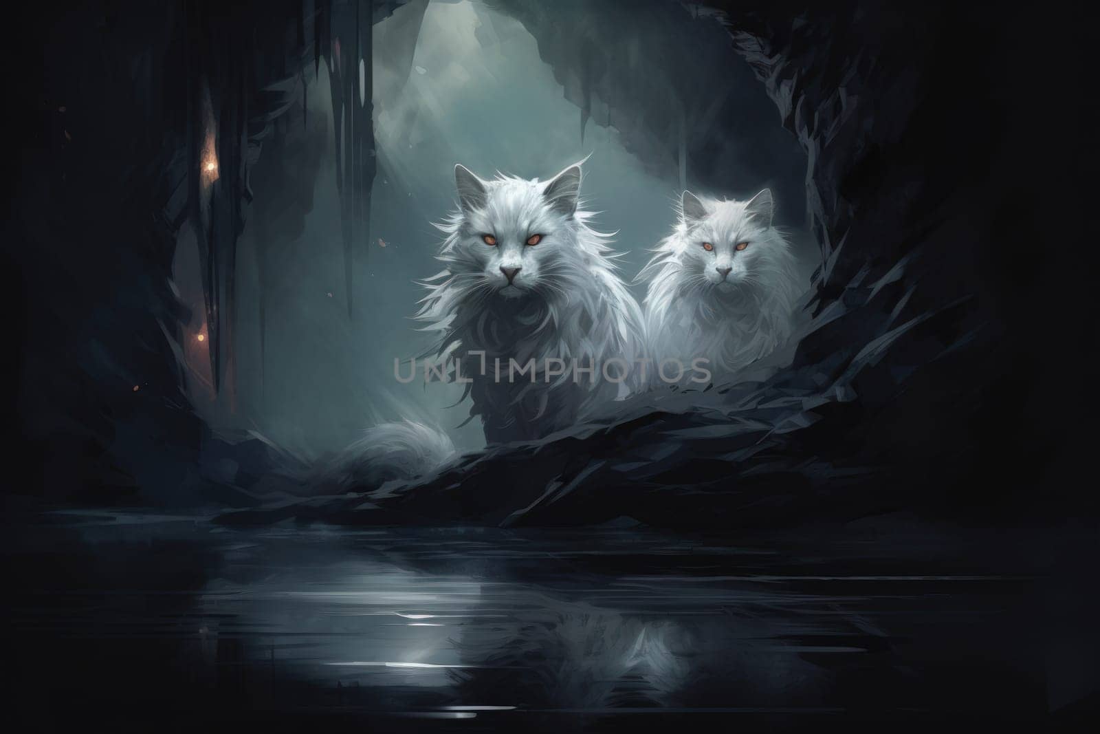 In the depths of fantasy, bewitching moonstone cats prowl. Their sleek forms, adorned with luminescent moonstone markings, captivate all who dare to meet their gaze.