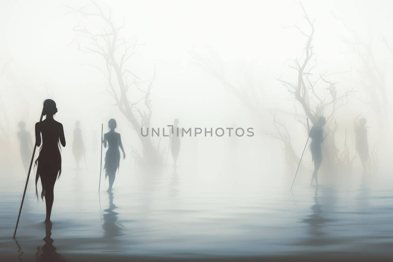 In the realm of fantasy, elusive mist walkers roam, their ethereal forms blending seamlessly with the swirling mists.