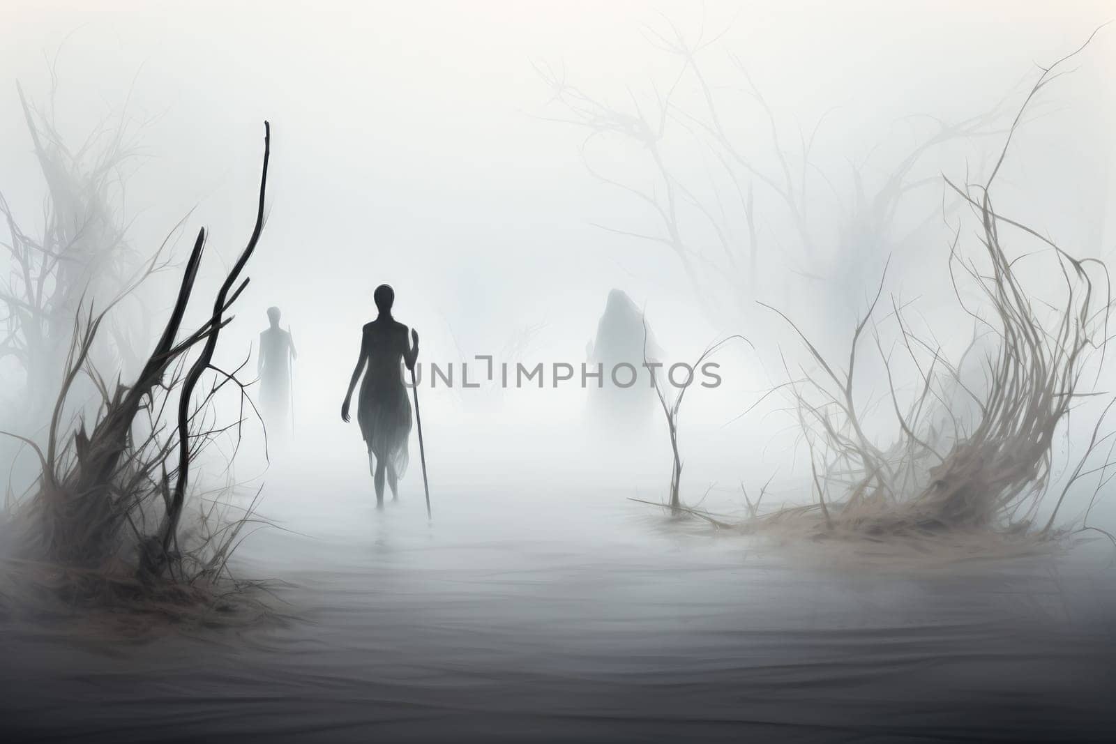 In the realm of fantasy, elusive mist walkers roam, their ethereal forms blending seamlessly with the swirling mists.
