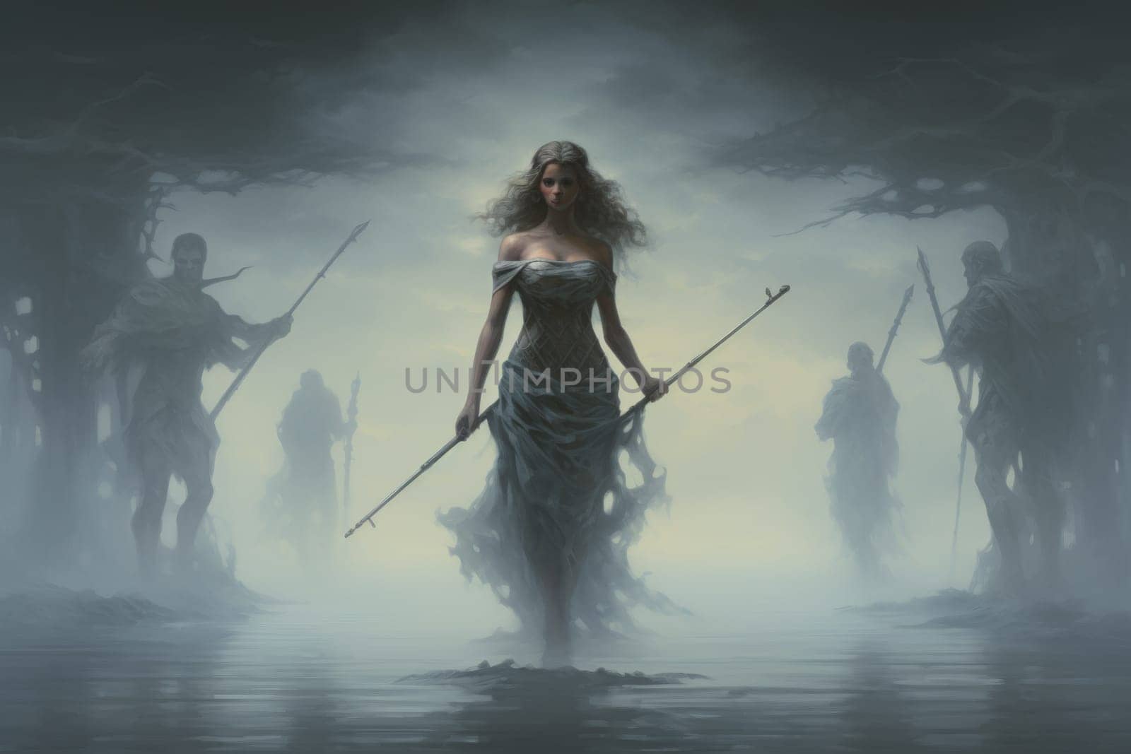 In the realm of fantasy, elusive mist walkers roam, their ethereal forms blending seamlessly with the swirling mists.