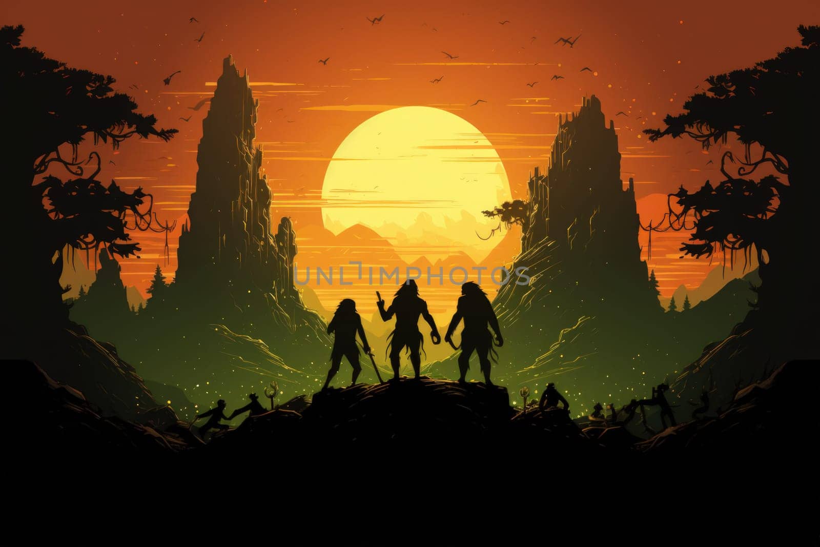 Venture into a mystical realm where fierce werewolves, under the enchanting light of the full moon, undergo their awe-inspiring transformation.
