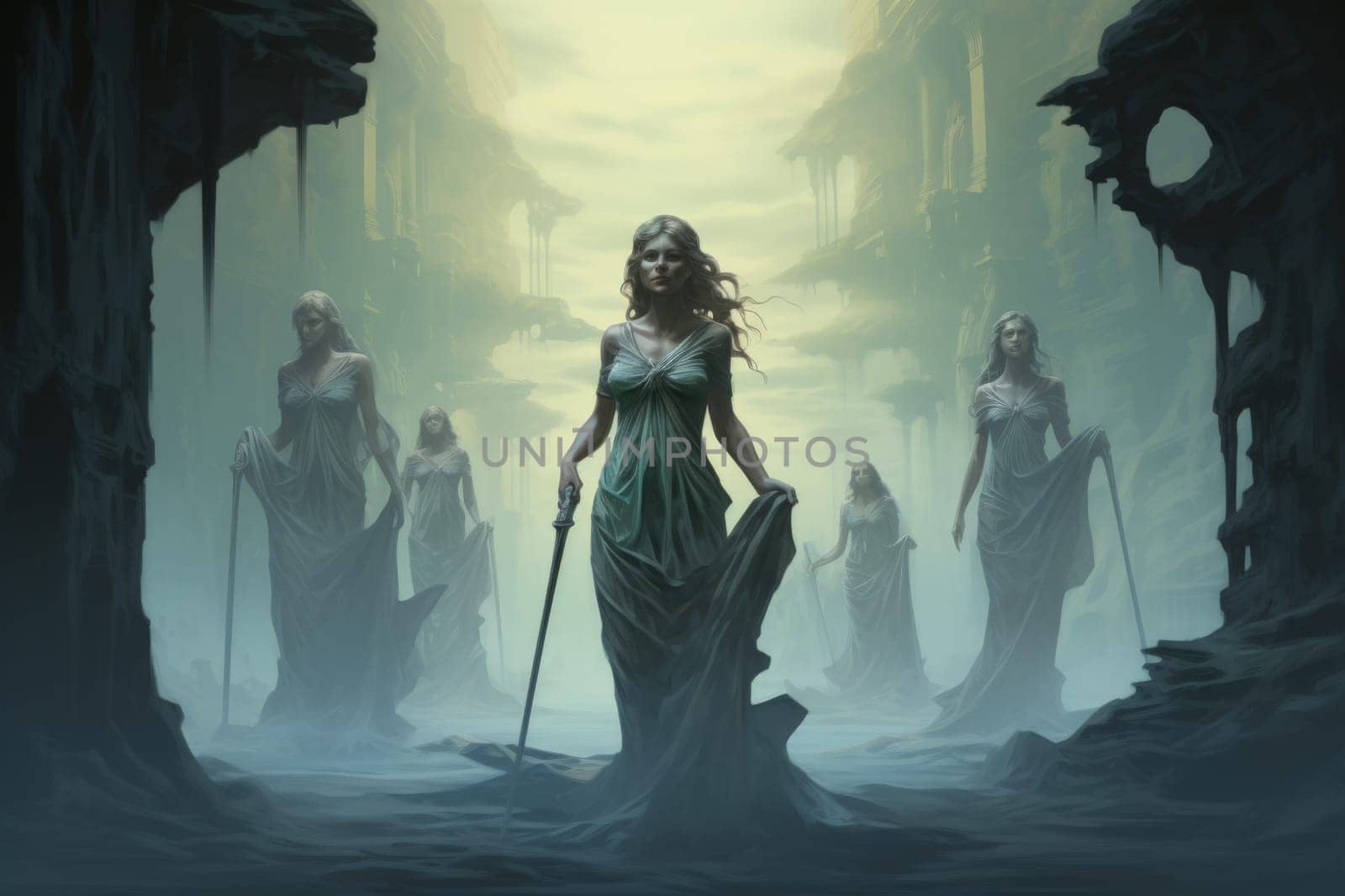 In the realm of fantasy, elusive mist walkers roam, their ethereal forms blending seamlessly with the swirling mists.