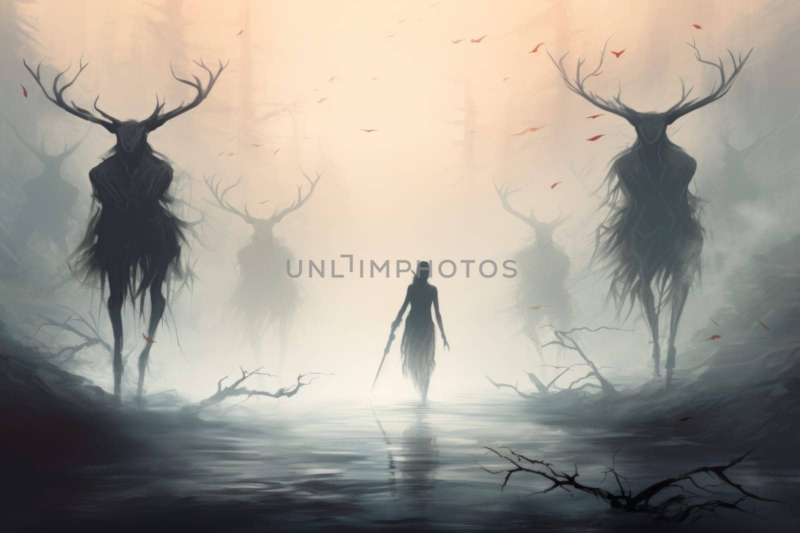 In the realm of fantasy, elusive mist walkers roam, their ethereal forms blending seamlessly with the swirling mists.