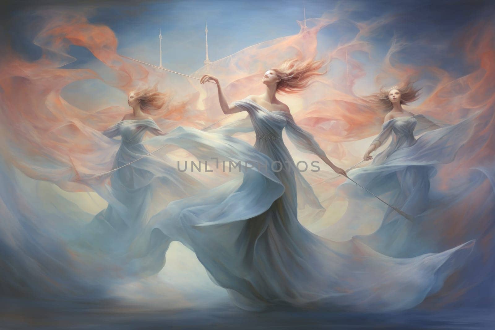 Immerse yourself in the enchanting world of fantasy as you witness the ethereal dance of graceful sylphs, ethereal beings of air and wind.