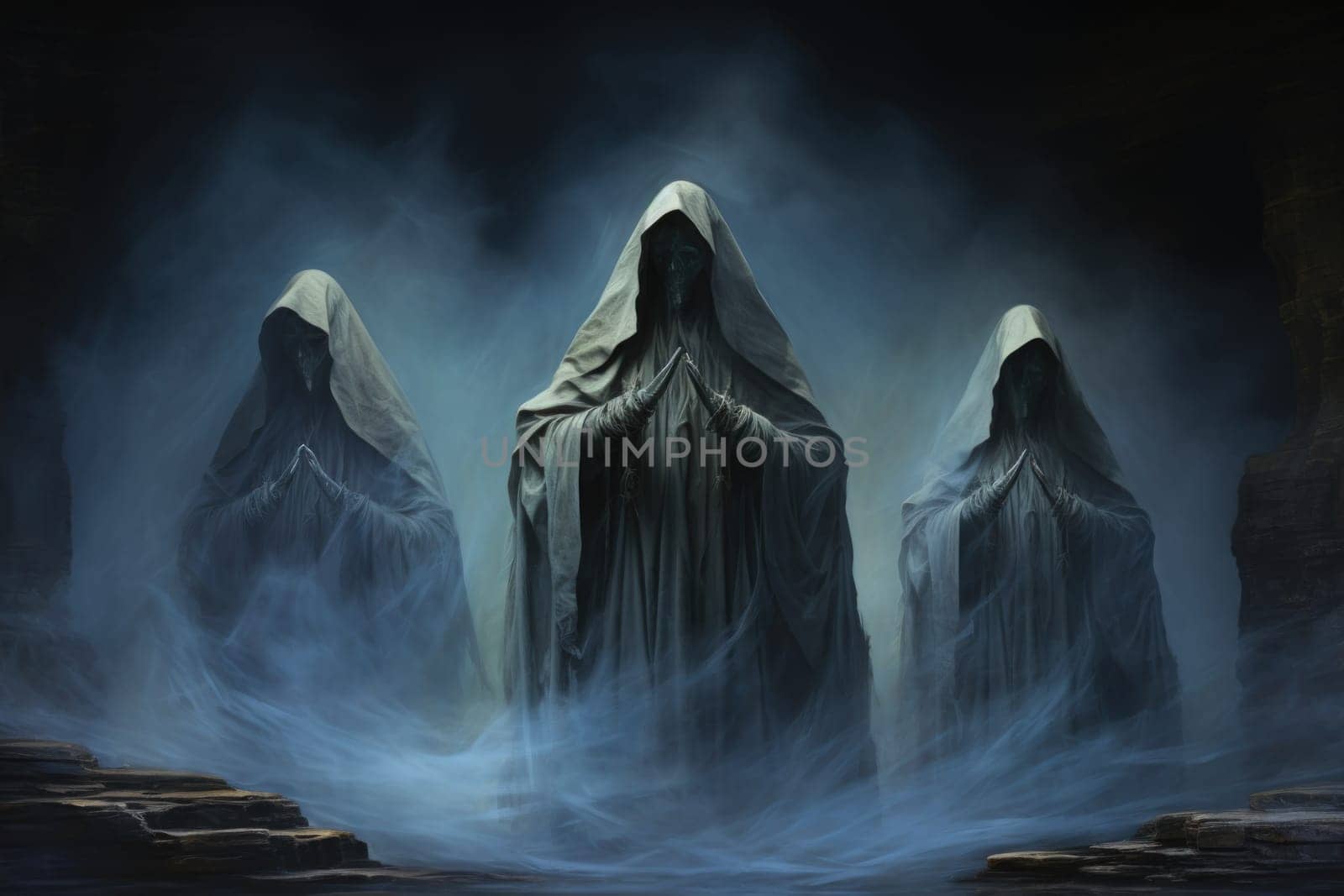 In the realm of fantasy, ethereal mist guardians watch over sacred sites, their presence veiled in a shroud of mist and mystery.