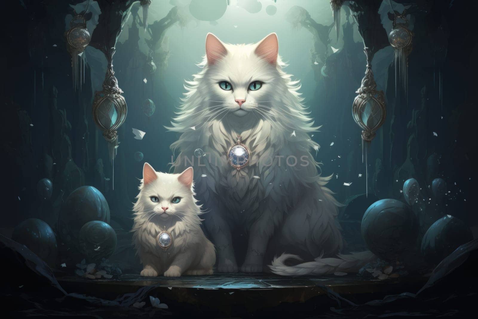 In the depths of fantasy, bewitching moonstone cats prowl. Their sleek forms, adorned with luminescent moonstone markings, captivate all who dare to meet their gaze.