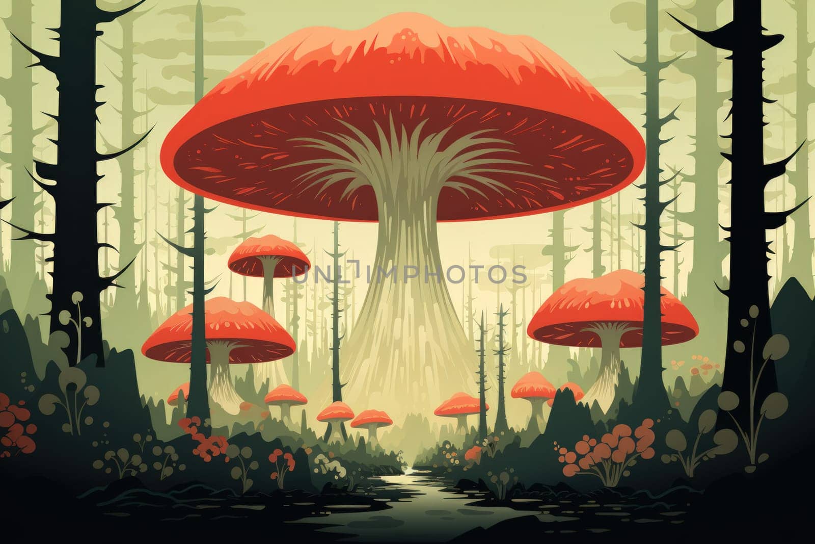 In the realm of fantasy, there exist mystical and enchanting places where giant talking mushrooms thrive in dense forest groves.