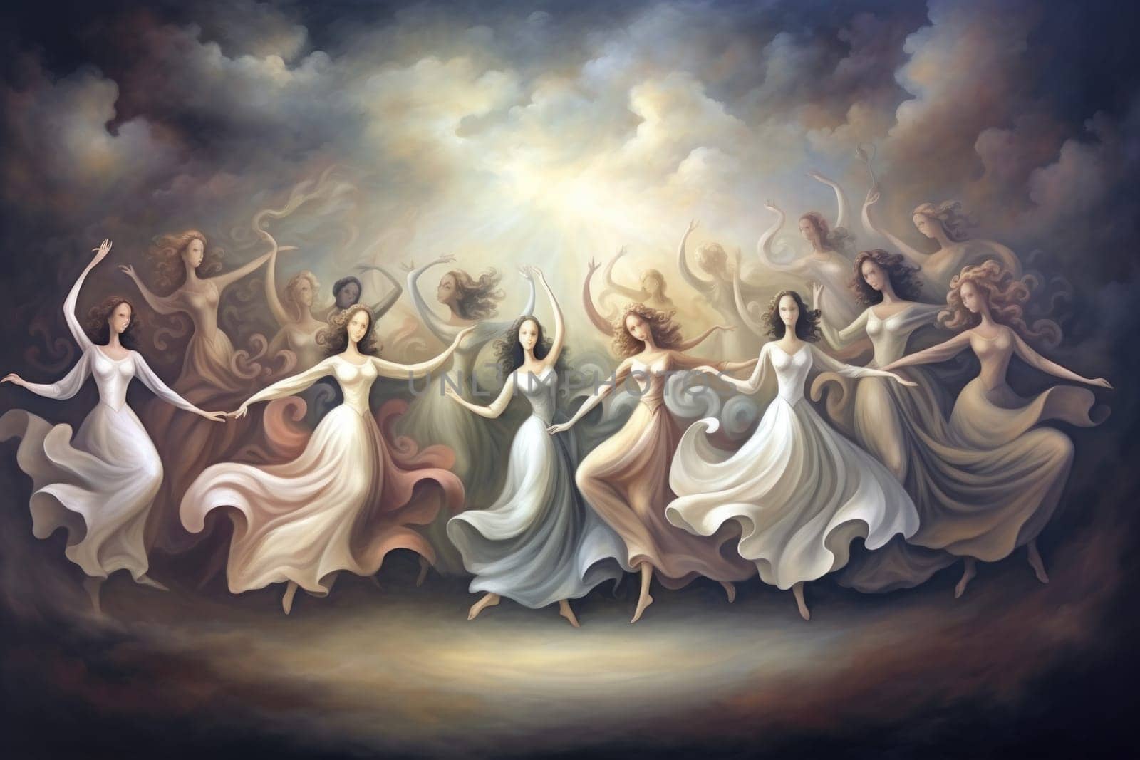 Immerse yourself in the enchanting world of fantasy as you witness the ethereal dance of graceful sylphs, ethereal beings of air and wind.
