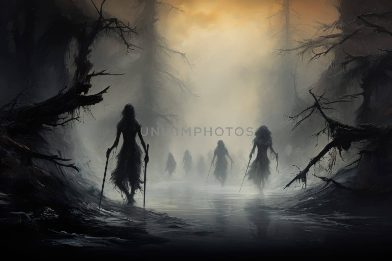 In the realm of fantasy, elusive mist walkers roam, their ethereal forms blending seamlessly with the swirling mists.