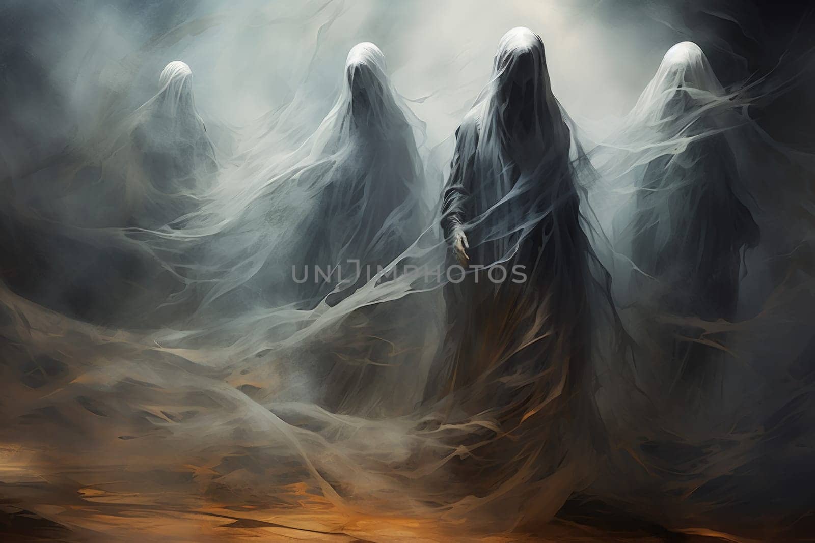 In the realm of fantasy, haunting ghostly apparitions are ethereal beings that exist between the world of the living and the realm of the dead.