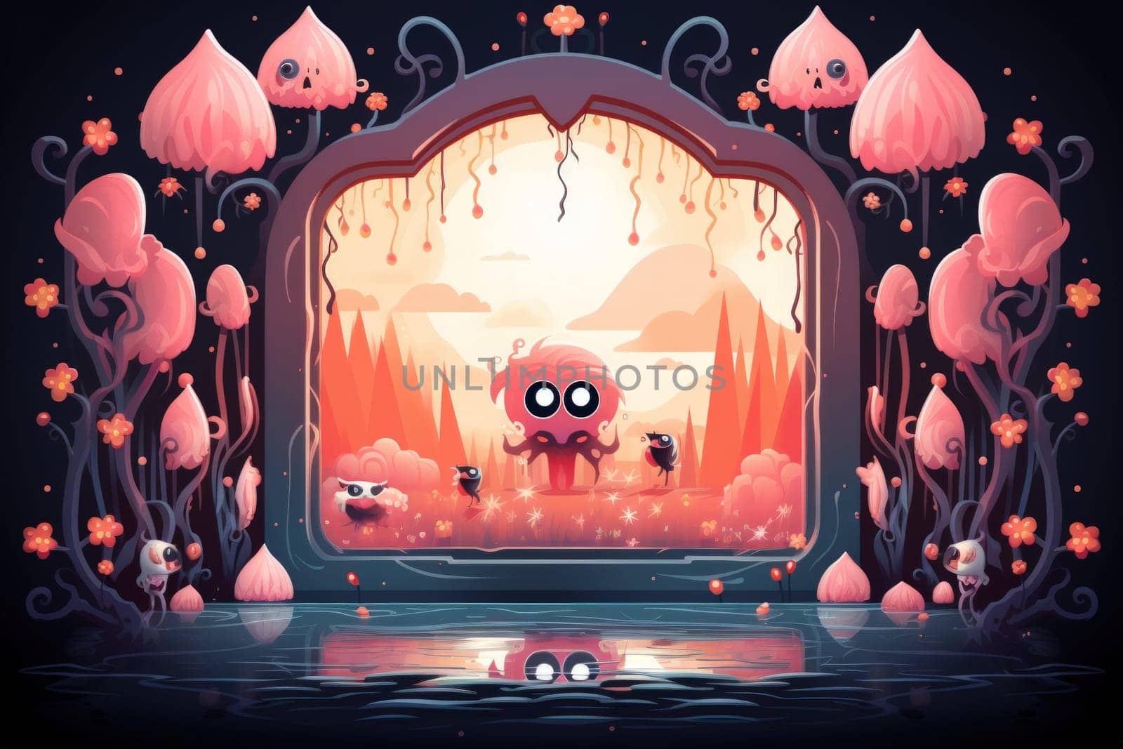 In the realm of fantasy, cursed mirror spirits are bound, their ethereal existence trapped within reflective surfaces.