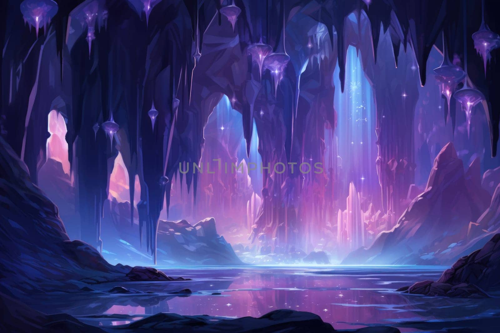 Enter a realm of enchantment where fantasy comes to life. Behold the mesmerizing sight of harmonious waterfalls adorned with radiant crystals.