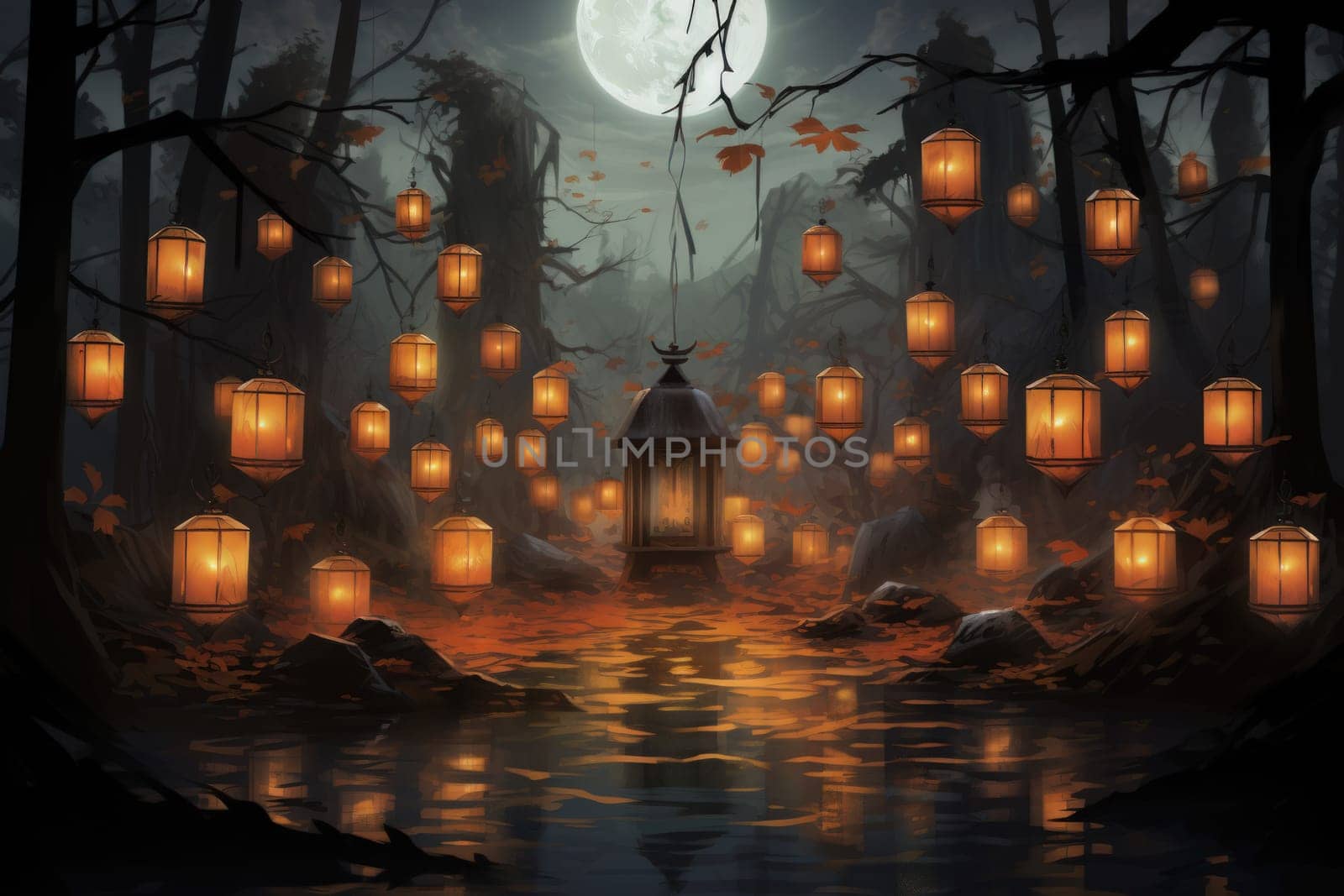 Step into a realm of ethereal beauty, where illuminated spirit lanterns serve as beacons of hope.