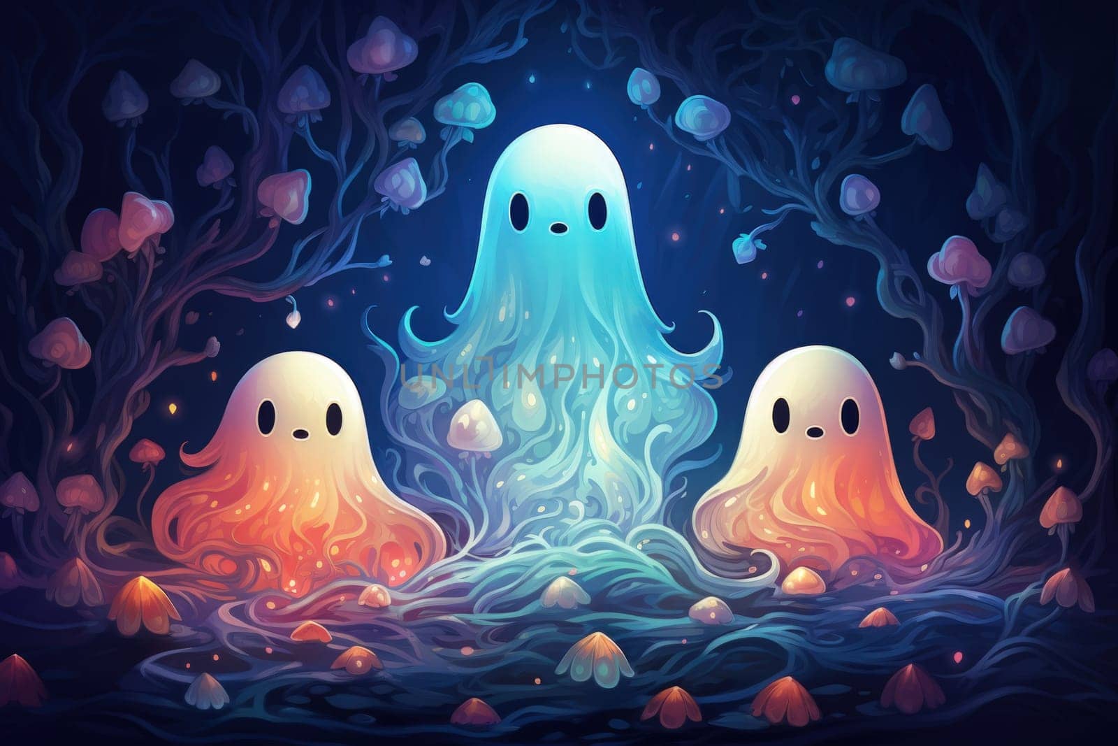In the realm of fantasy, haunting ghostly apparitions are ethereal beings that exist between the world of the living and the realm of the dead.