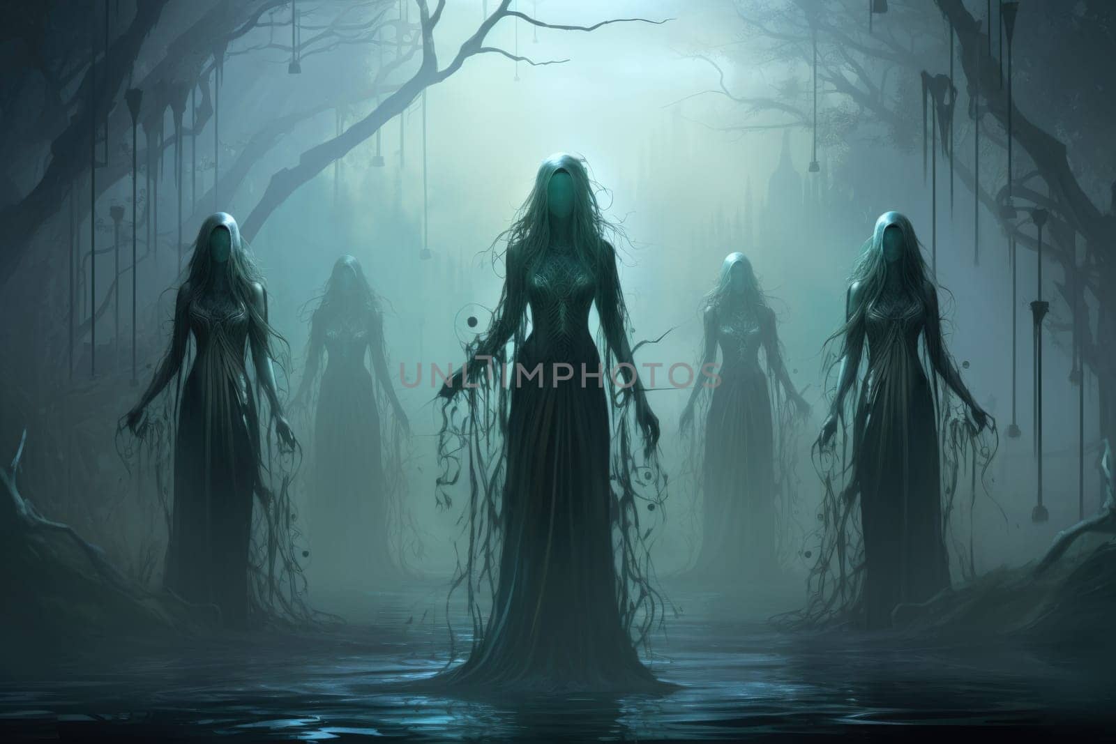 In the realm of fantasy, ethereal mist guardians watch over sacred sites, their presence veiled in a shroud of mist and mystery.