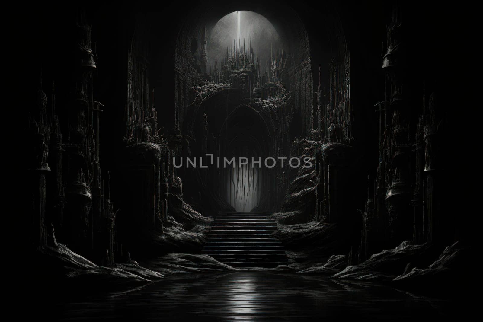 Hidden amidst the ethereal landscapes of fantasy, enigmatic shadow gates stand as enigmatic thresholds to realms concealed in obscurity.