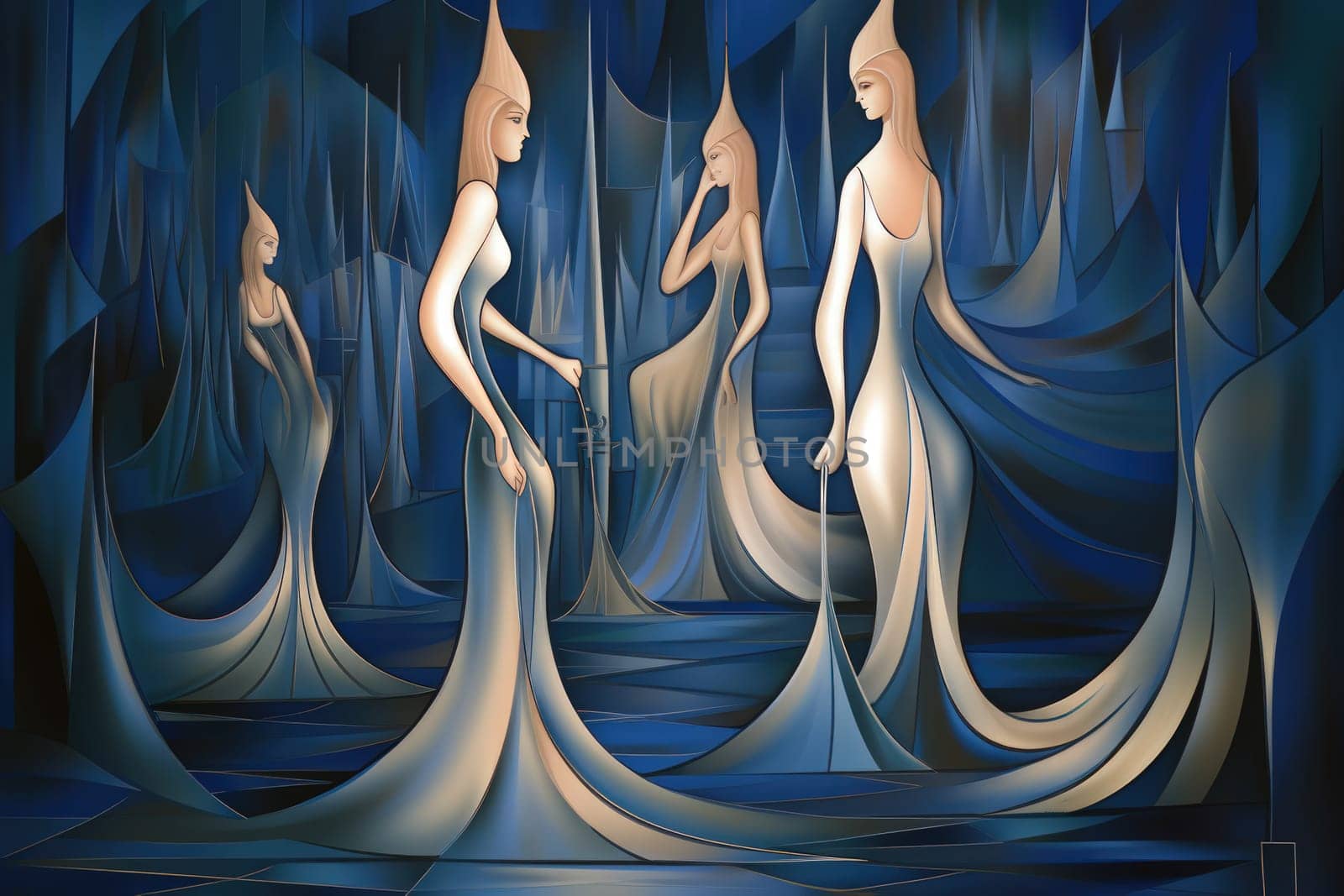 Imagine a mystical world where ethereal mermaids gracefully swim with flowing sapphire tails, enchanting all who gaze upon their mesmerizing beauty.