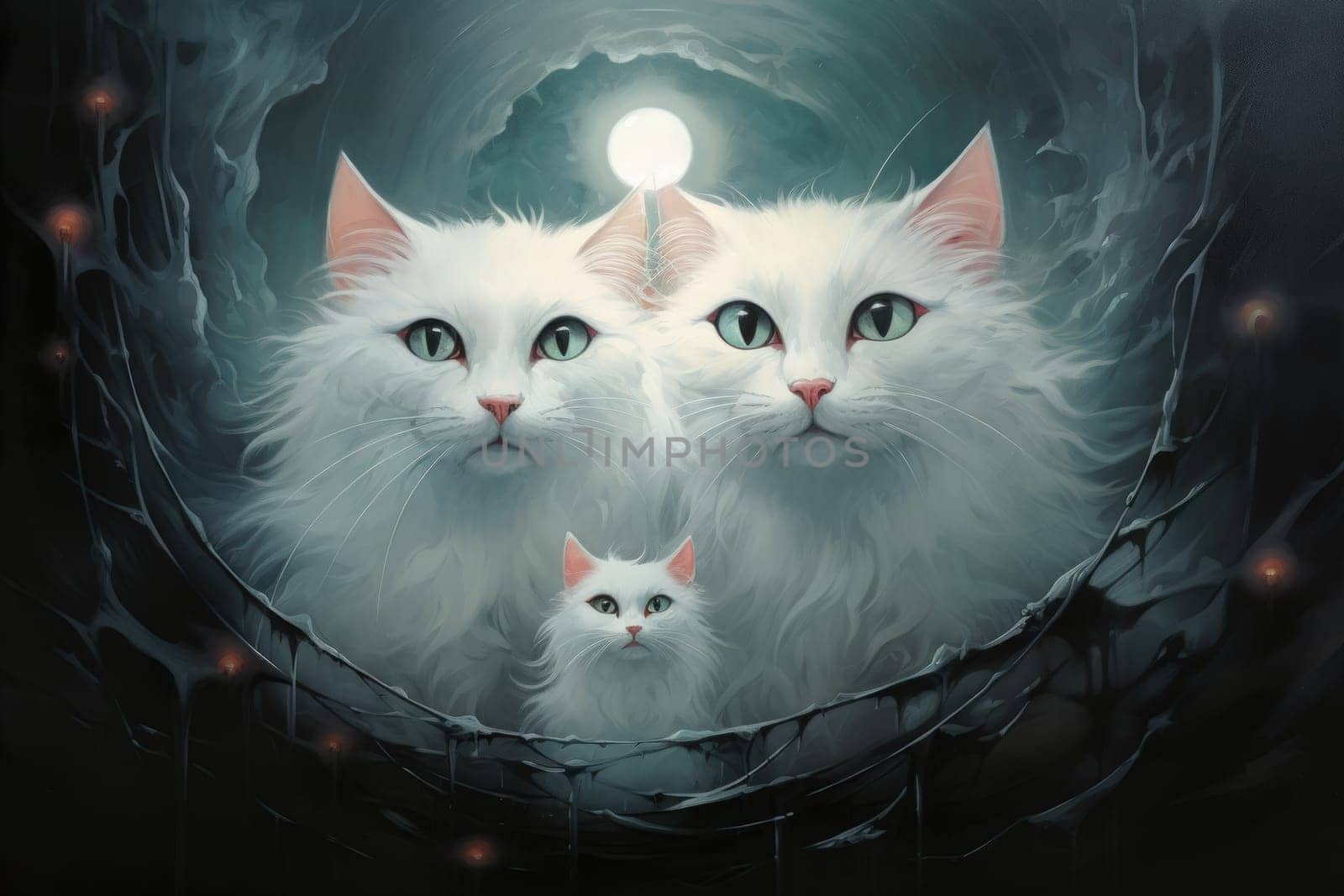 In the depths of fantasy, bewitching moonstone cats prowl. Their sleek forms, adorned with luminescent moonstone markings, captivate all who dare to meet their gaze.