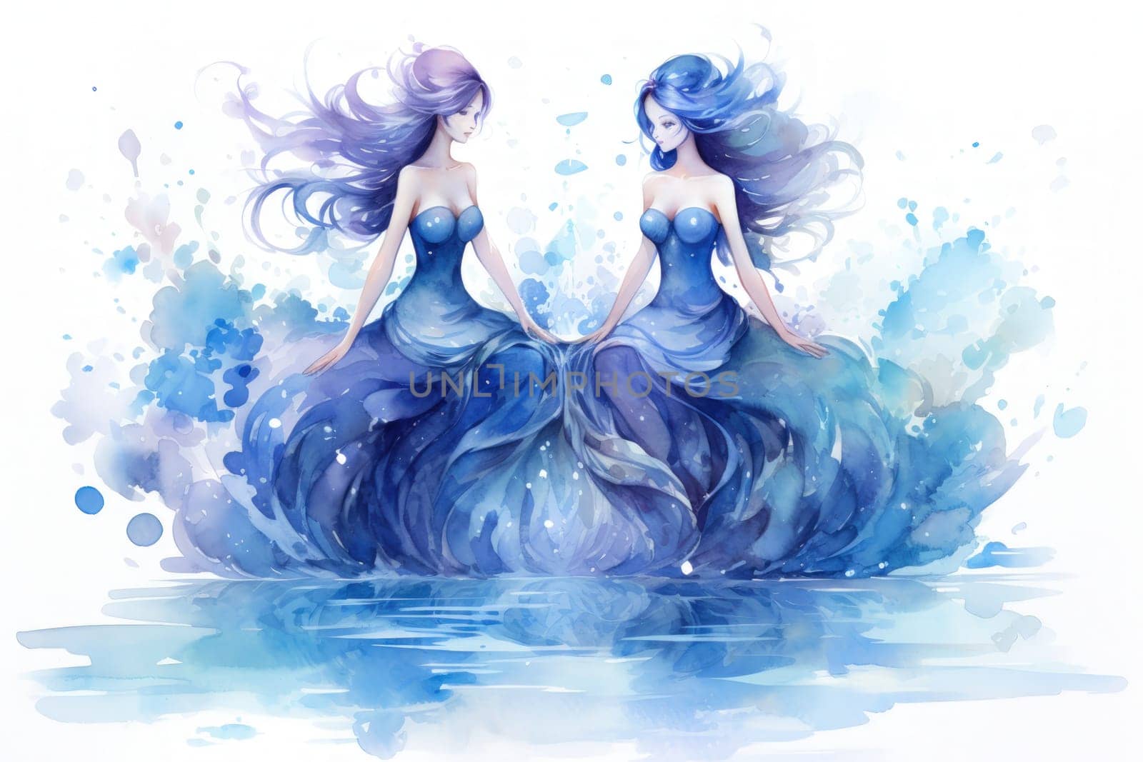 Imagine a mystical world where ethereal mermaids gracefully swim with flowing sapphire tails, enchanting all who gaze upon their mesmerizing beauty.