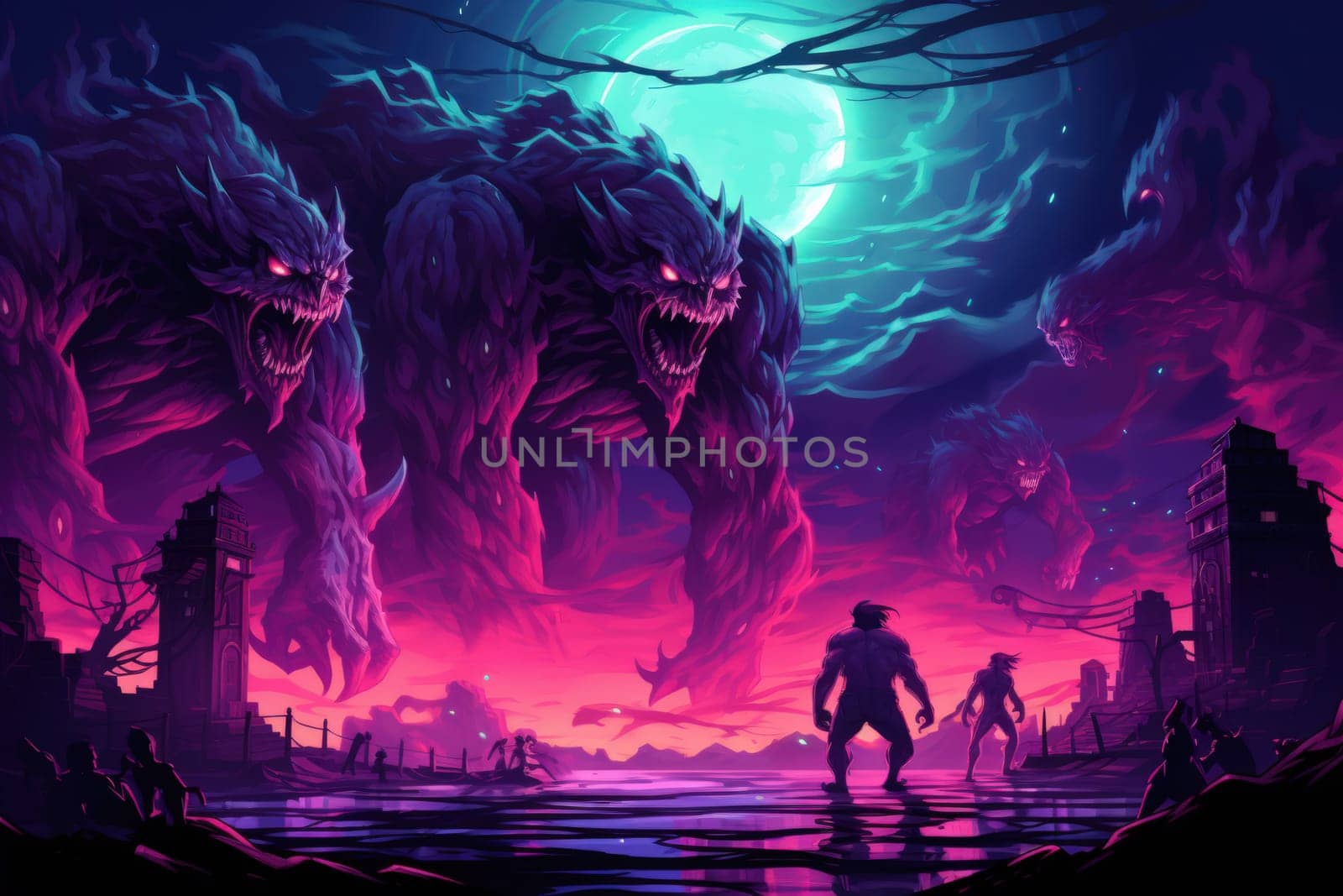 Venture into a mystical realm where fierce werewolves, under the enchanting light of the full moon, undergo their awe-inspiring transformation.