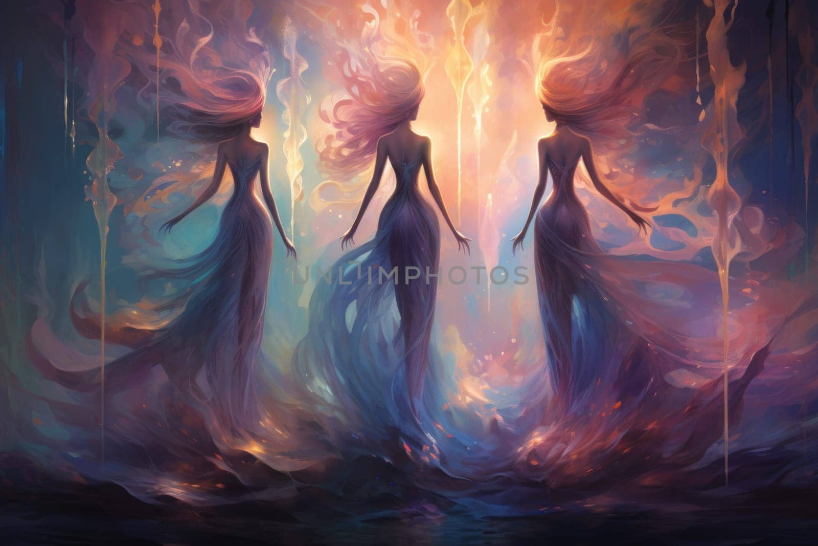 Imagine a mystical world where ethereal mermaids gracefully swim with flowing sapphire tails, enchanting all who gaze upon their mesmerizing beauty.